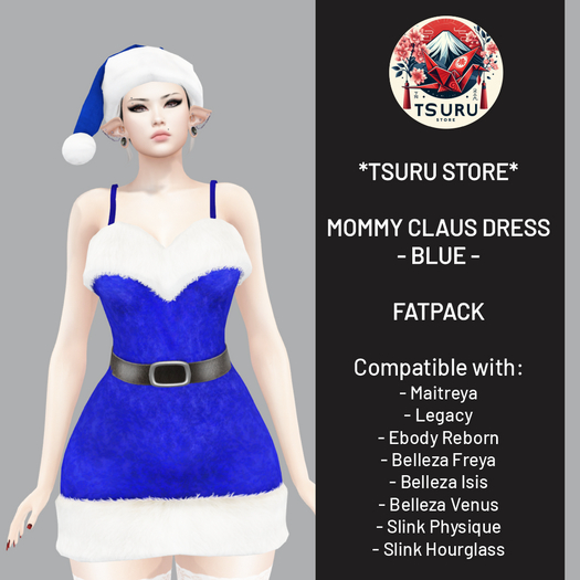 *Tsuru Store* Christmas Mommy Claus Dress - Blue