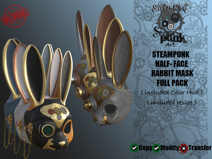 SW - Steampunk Half-Face Rabbit Mask (Box)