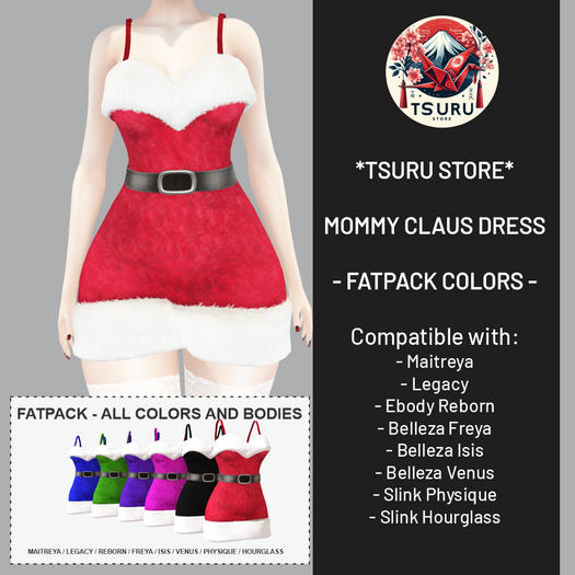 *Tsuru Store* Christmas Mommy Claus Dress - Fatpack (All Colors and All Bodies)