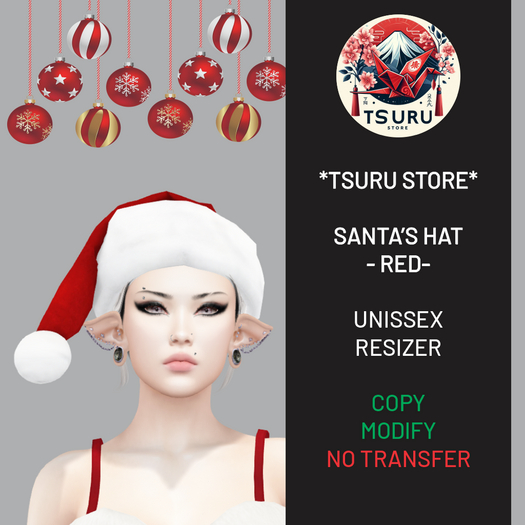 *Tsuru Store* Santa's Hat - Red (Resizer)