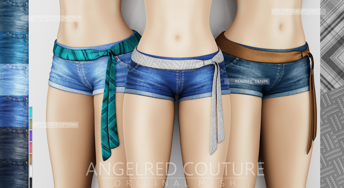AngelRED Couture - FULL PERM Mesh LP Jean Shorts & Belt [DEMO]