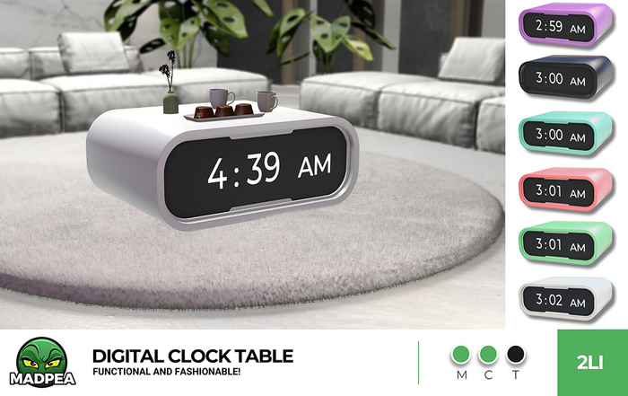 MadPea Digital Clock Table