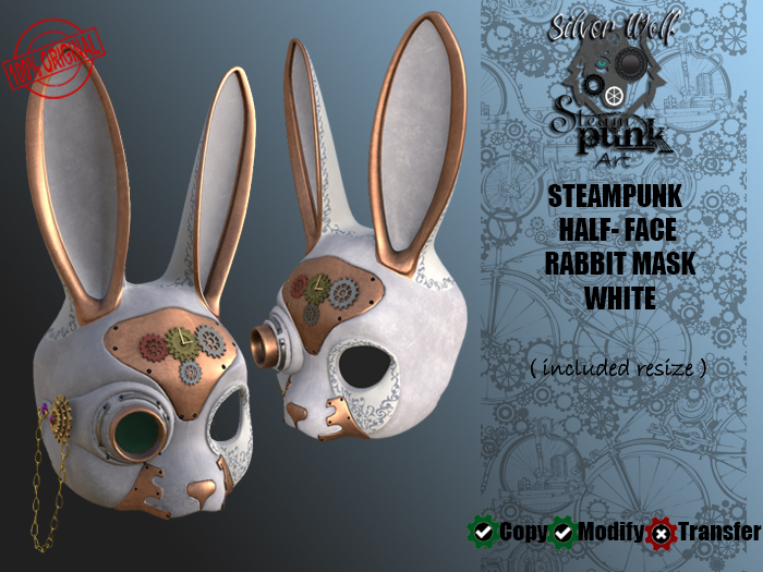 SW - Steampunk Half-Face Rabbit Mask White (Box)