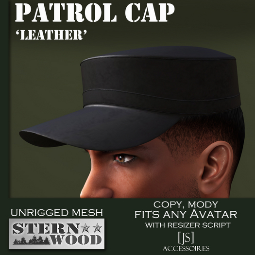 {JS} Patrol Cap - black leather