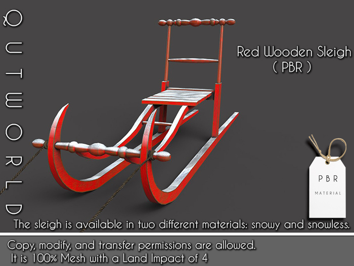 .::QUTWORLD Red Wooden Sleigh_PBR::.FP 