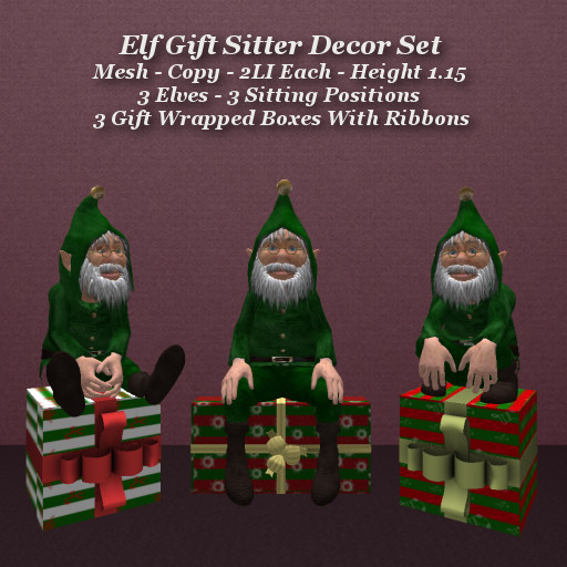Elf Gift Sitter Decor Set1