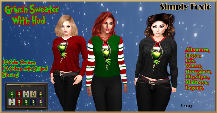 Grinch Sweater With Hud (Boxed) ADD
