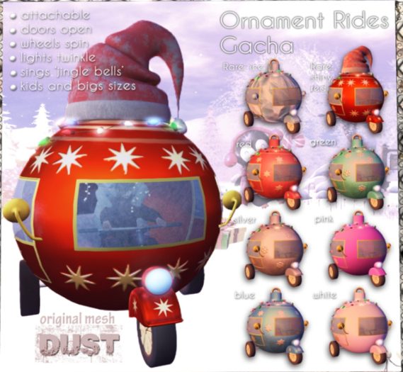 2 DUST: Ornament Car Shiny Red RARE