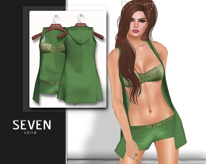 SEVEN - CELIA mesh OUTFIT (green)