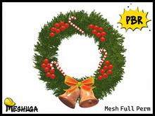 Meshuga PBR Christmas Wreath w/ Candy Cane  FULL PERM MESH