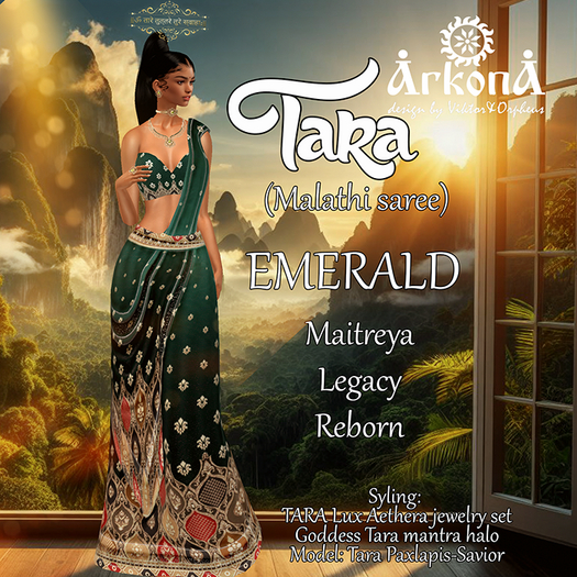 ARKONA Tara saree emerald
