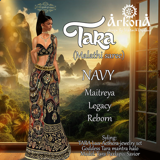 ARKONA Tara saree navy