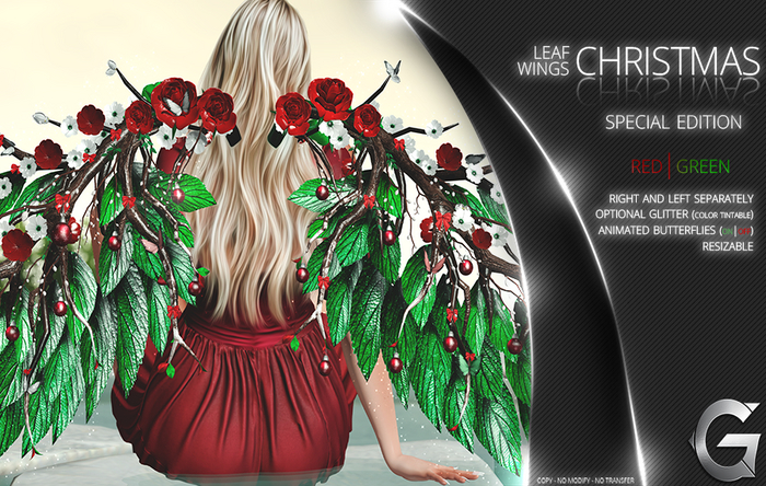 {geek} Christmas Leaf Wings  - Red Green