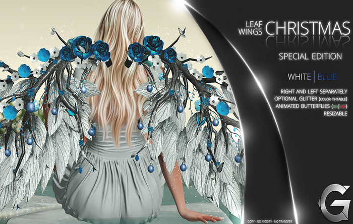 {geek} Christmas Leaf Wings  - White/Blue