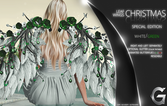 {geek} Christmas Leaf Wings  - White/Green