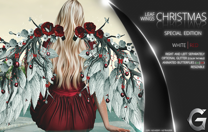 {geek} Christmas Leaf Wings  - White/Red