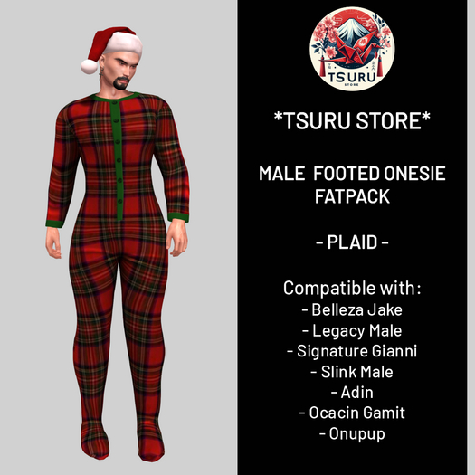 *Tsuru Store* Male Footed Onesie - Plaid