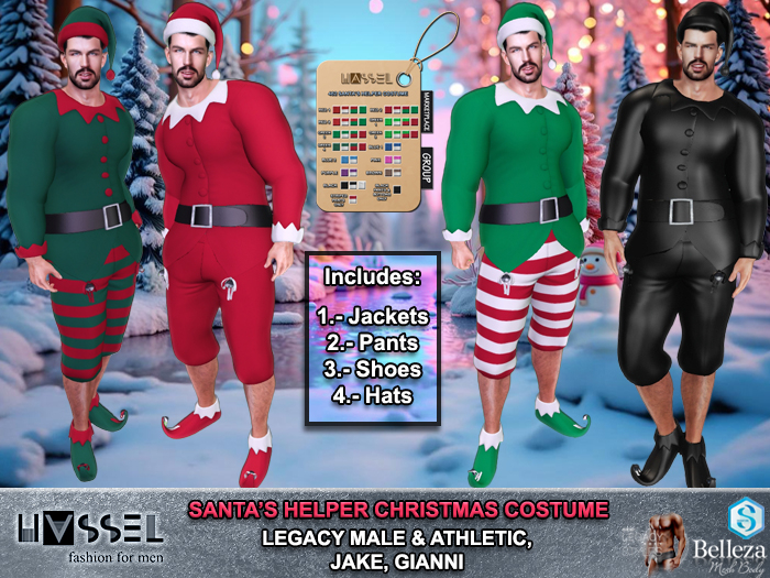 (HASSEL) PACK SANTA'S HELPER CHRISTMAS COSTUME XMAS ELF LEGACY MALE, LEGACY ATHLETIC, JAKE, GIANNI 462 