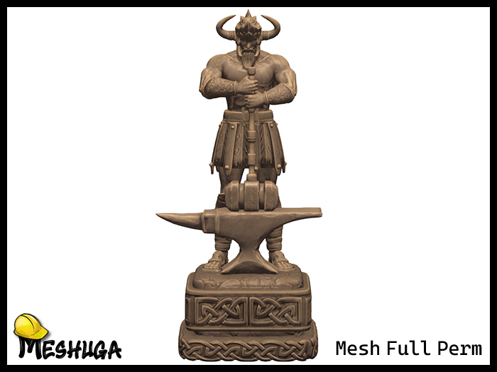 Meshuga Viking Warrior Statue FULL PERM MESH