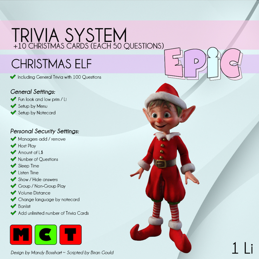 [EPIC Trivia System] Christmas Elf +10 Cards (ADD ME)