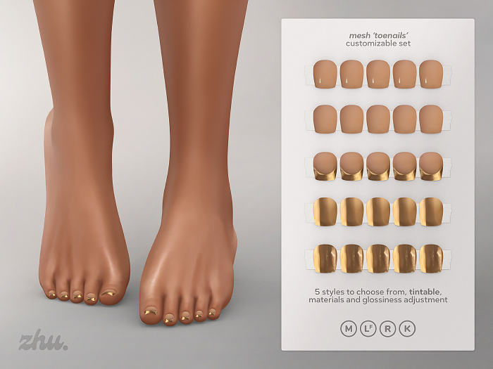 zhu. Golden mesh toenails