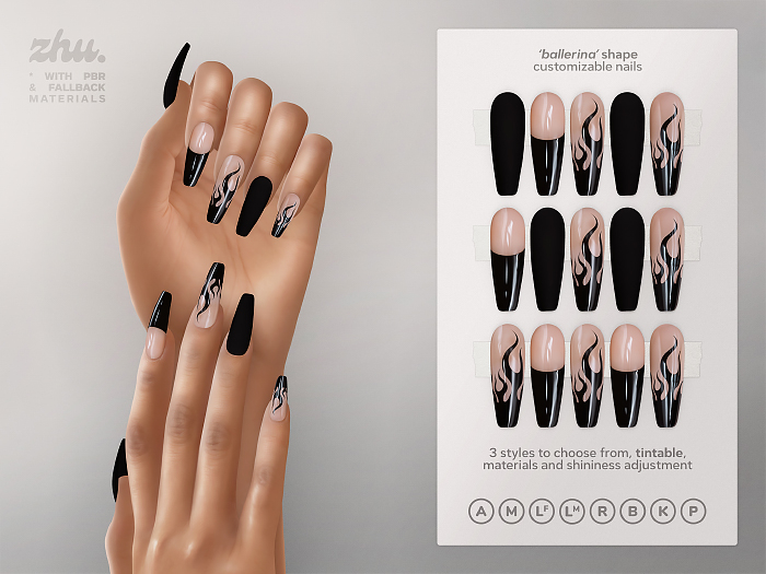 zhu. Noir mesh nails II