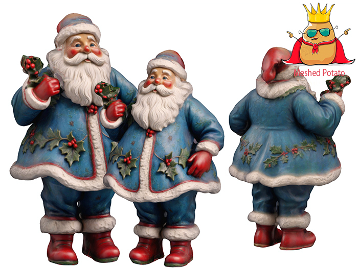 Meshed Potato - Blue Santa Statue  Full Perm