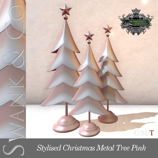 Swank & Co. Stylised Christmas Metal Tree Pink 