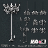 01. MOoH! Skeleton standing chandelier flames silver 7LI