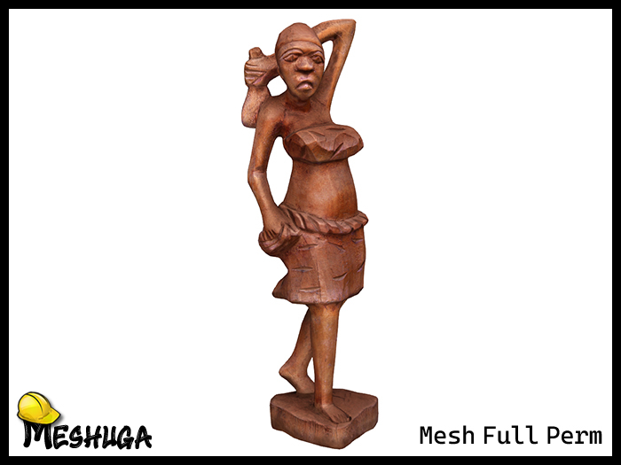 Meshuga African Dancer Wooden Statue  FULL PERM MESH