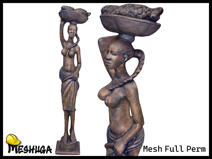 Meshuga African Village Vendor Statue  FULL PERM MESH 