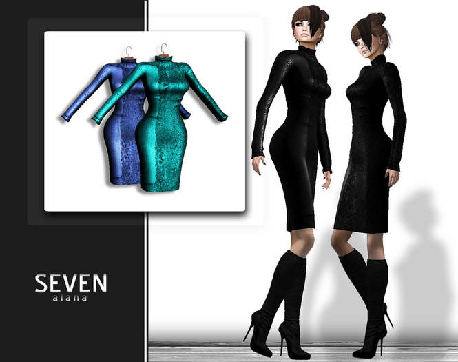 SEVEN - ALANA mesh DRESS (blue - teal)