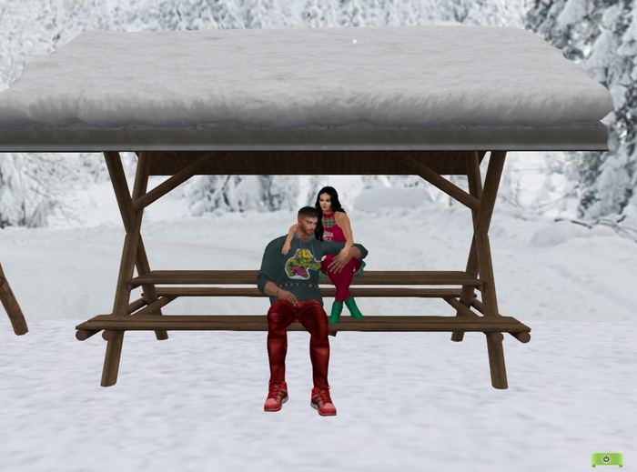 @MA@ Christmas  Double Bench with Snowy Roof