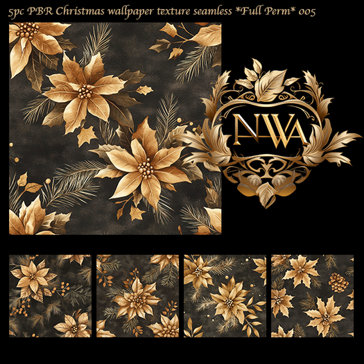 5pc PBR Christmas wallpaper texture seamless *Full Perm* 005