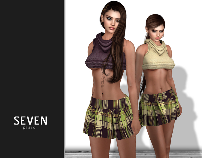 SEVEN - PLAID mesh OUTFIT (green)