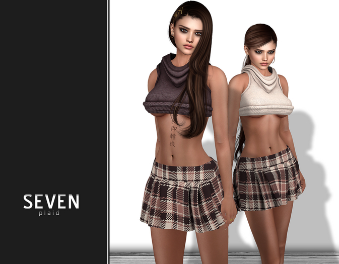 SEVEN - PLAID mesh OUTFIT (brown)