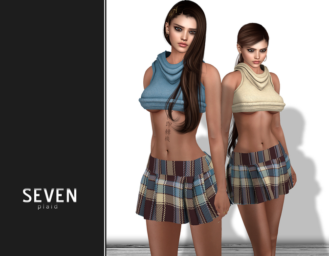 SEVEN - PLAID mesh OUTFIT (blue)