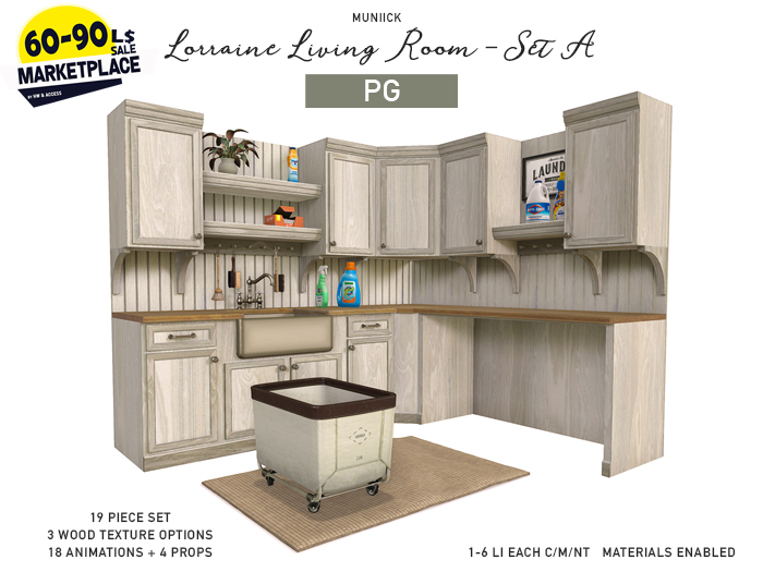Muniick (PG) Lorraine Laundry Room Cab & Decor Set A