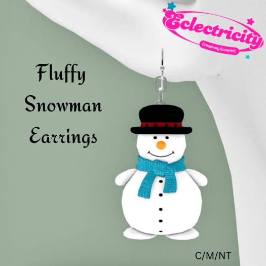 Fluffy Snowman Earrings