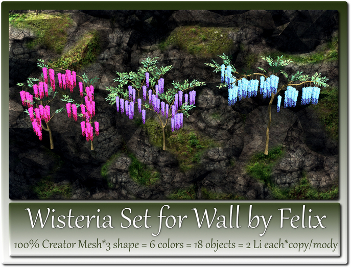 Wisteria Set For Wall by Felix 3 Shape=6 Colors=2 Li c+m