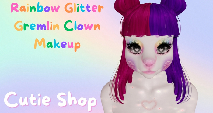 Rainbow Glitter Gremlin Clown Makeup