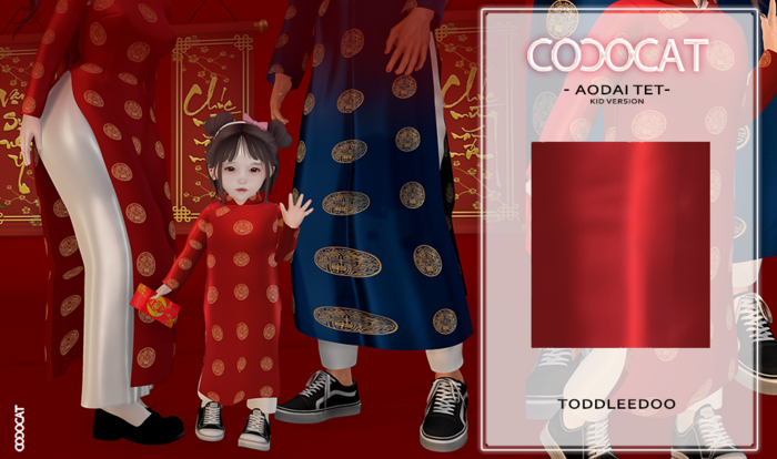 .cococat. Aodai Tet (Kid) - Plain red