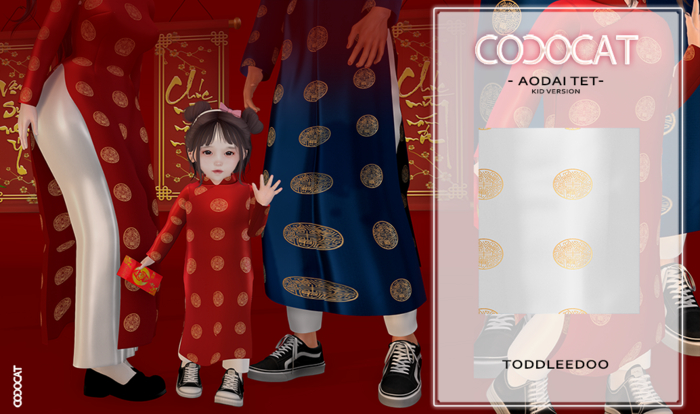 .cococat. Aodai Tet (Kid) - Pattern white