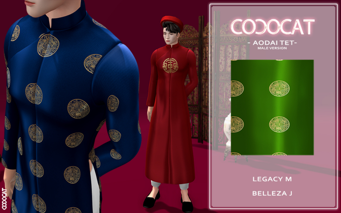 .cococat. Aodai Tet (Male) - Green pattern