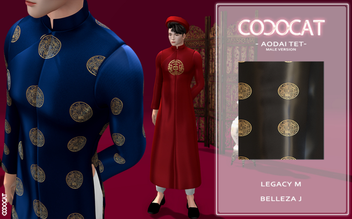 .cococat. Aodai Tet (Male) - Black pattern