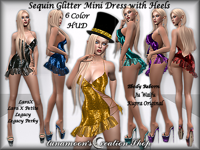 Sequin Beaded Holiday Mini-Dress with HUD