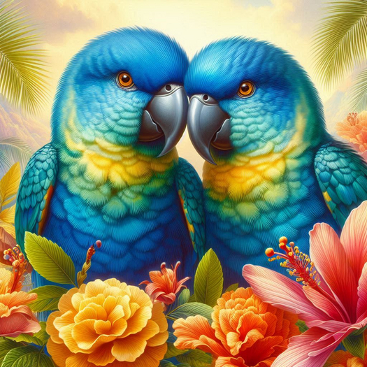 Colourful love birds exotic