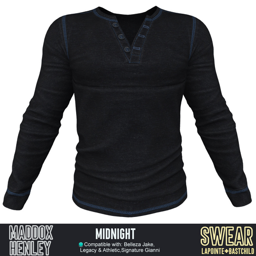 Henley Shirt - Maddox - MIDNIGHT