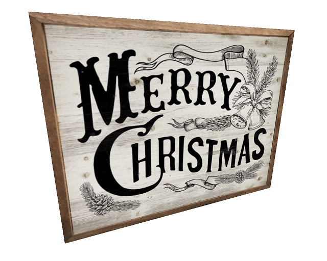Merry Christmas Sign on Wood Vintage