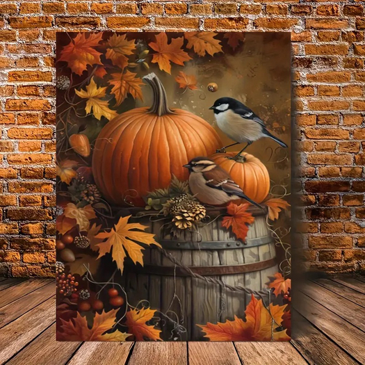 AUTUMN BIRD PUMPKIN TEXTURE